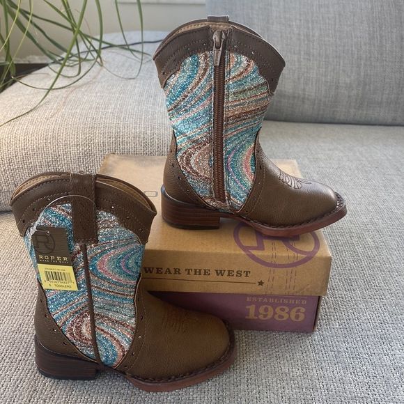Roper Shoes Roper Glitter Swirl Little Girl Cowboy Boots Sz 6